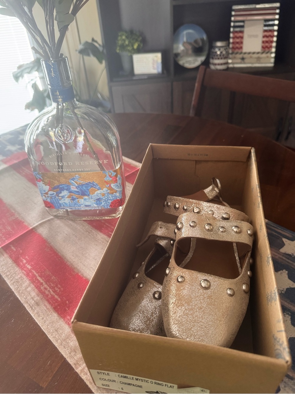 Free People Metallic Champagne Studded Mary Jane Flats size 6 - Picture 10 of 10